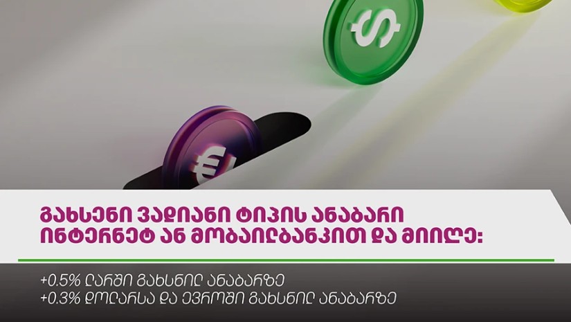 ტერაბანკის მობაილ და ინტერნეტბანკით გახსნილ ვადიანი ტიპის ანაბრებზე აქცია დაიწყო